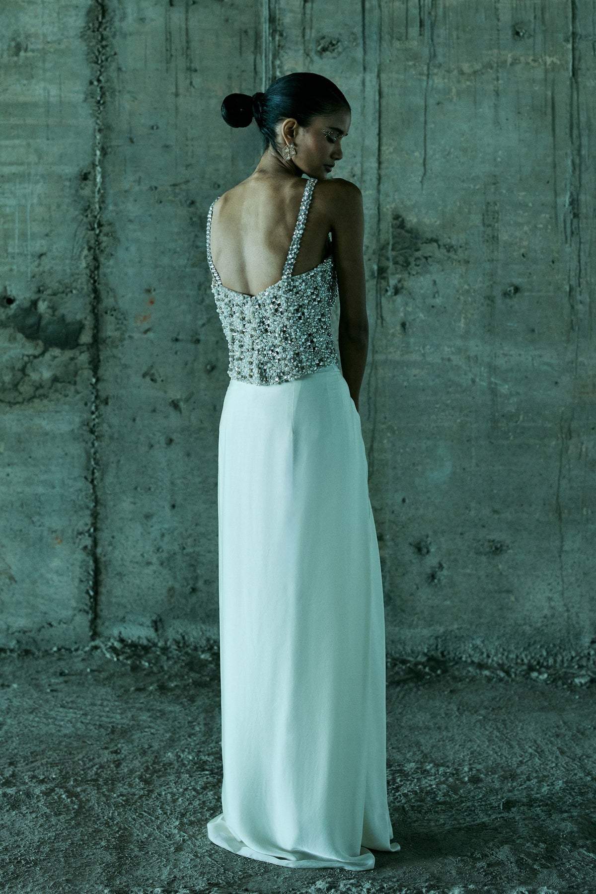 Ivory Embellished Corset With Skirt