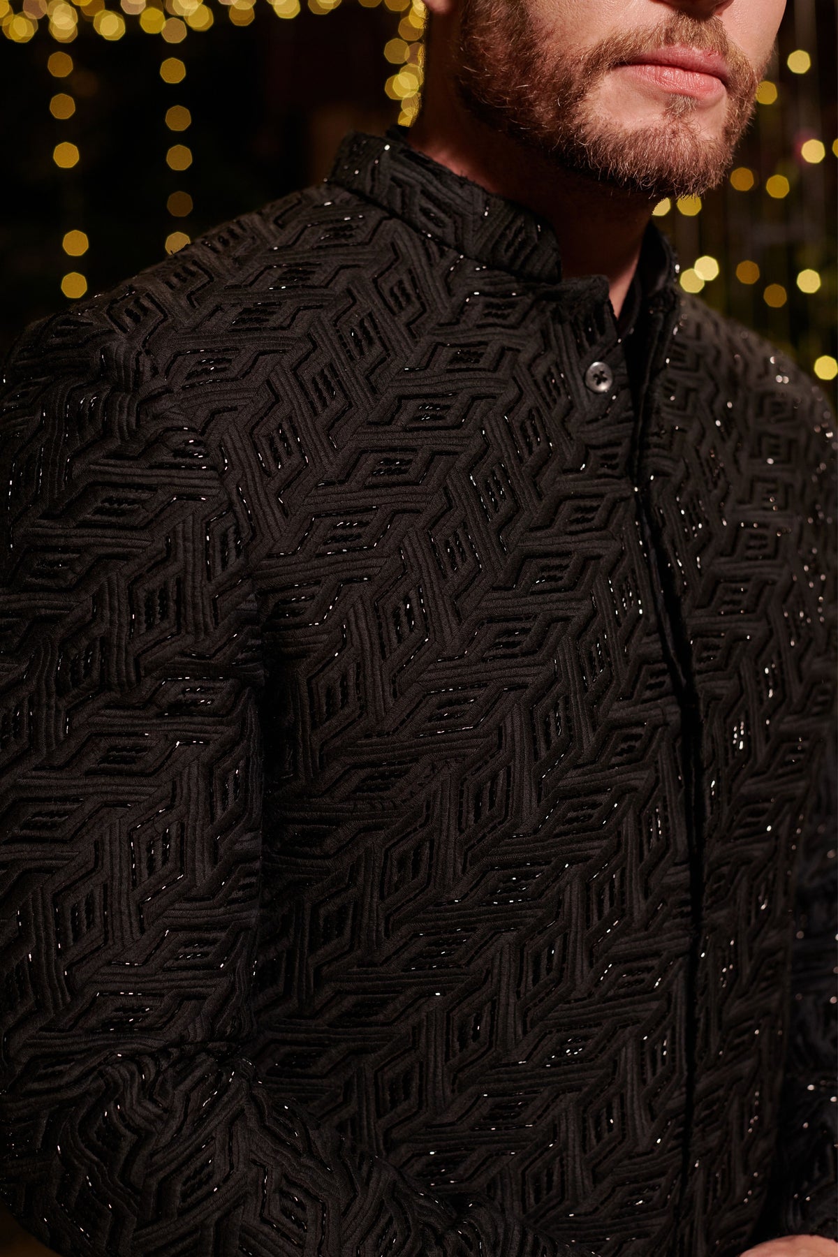Jet Black Sherwani Set