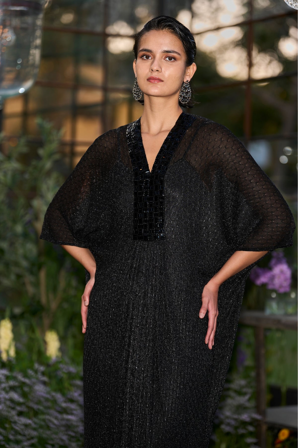 Black Draped Kaftan