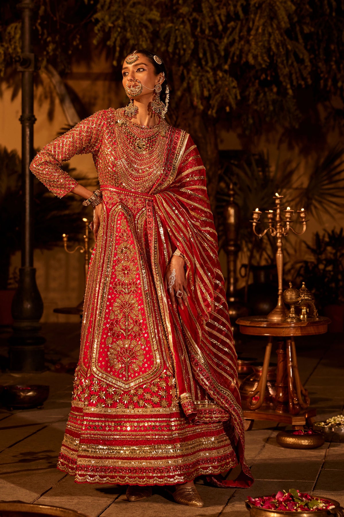 Red Maanika Anarkali Set