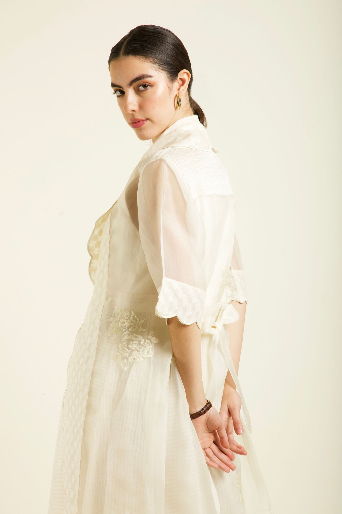 Ivory Stripe Organza Dress