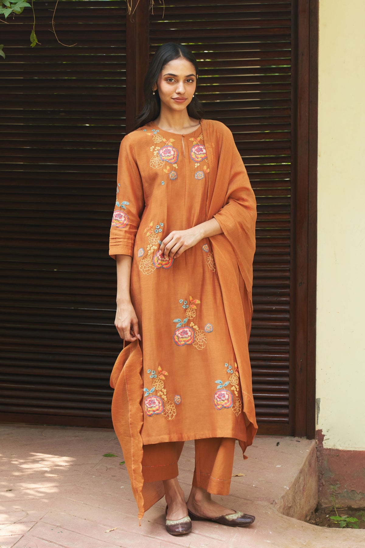 Marigold Floral Embroidery Kurta Set