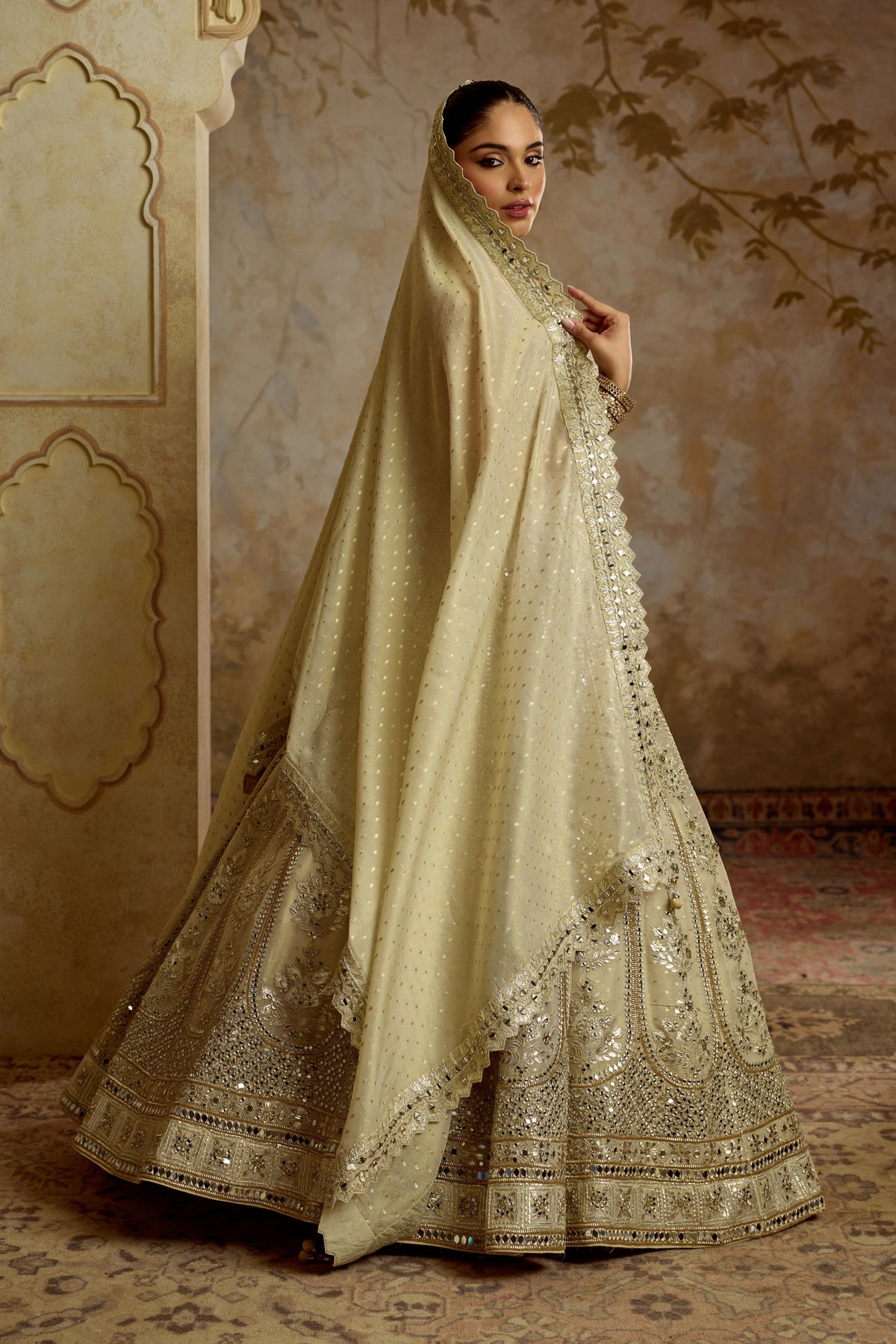 Ivory Tissue Lehenga Set