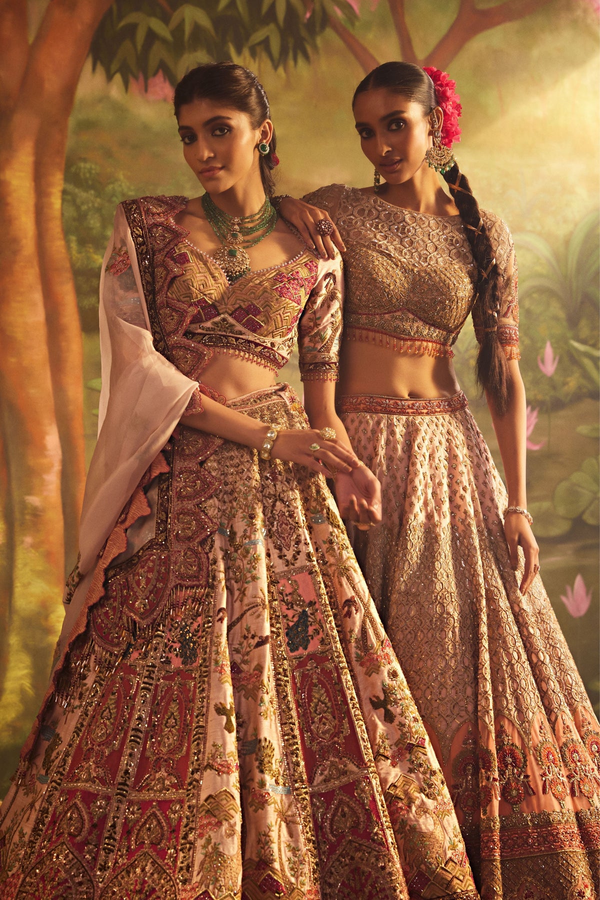 Pink Zardozi Silk Velvet Lehenga Set