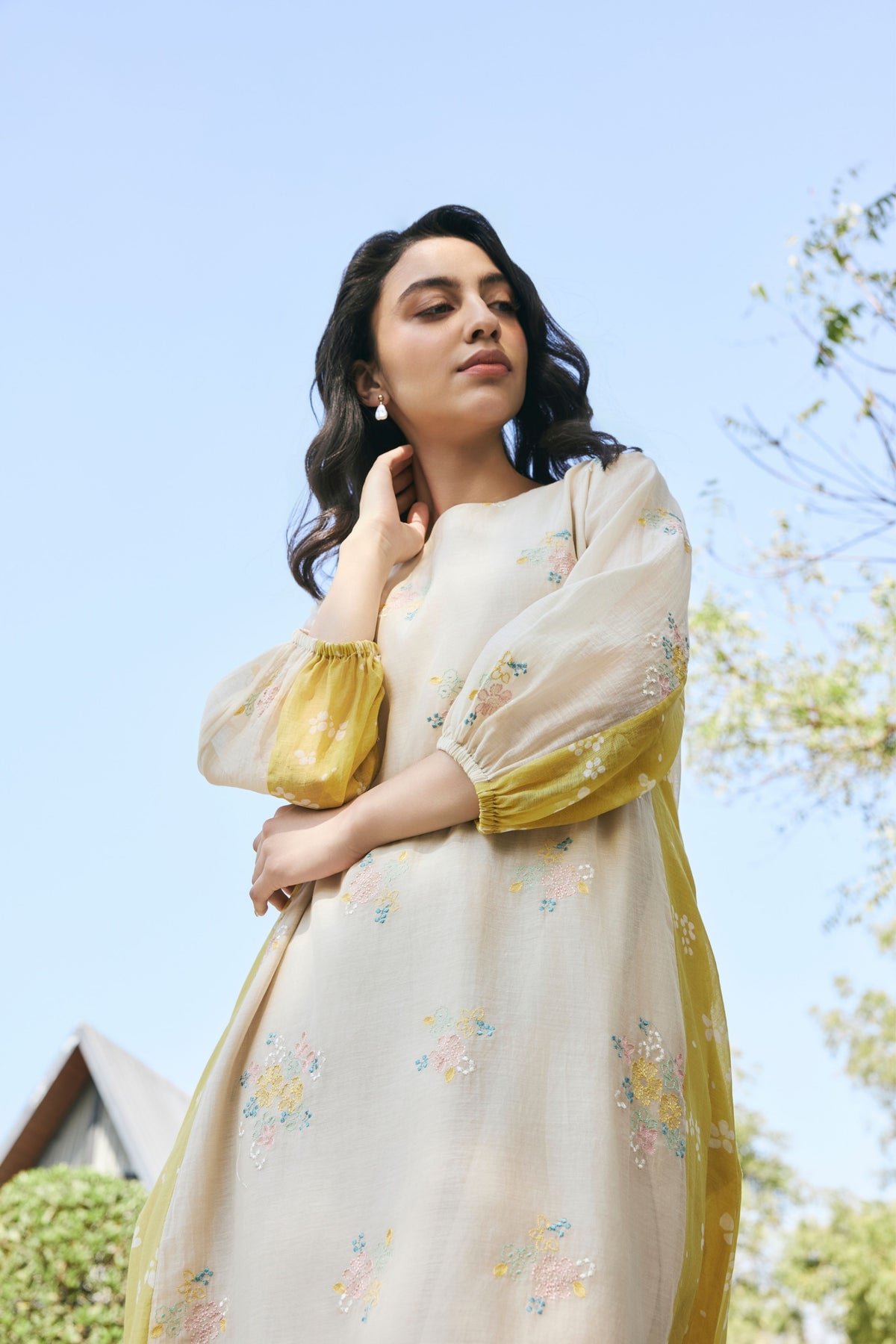 Ecru Embroidered Dress