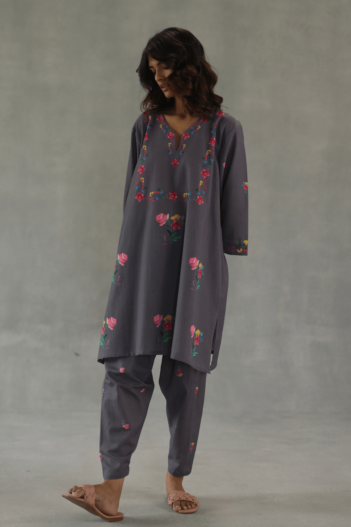 Grey Jardin Tunic Set - Roza Pret - Elahe