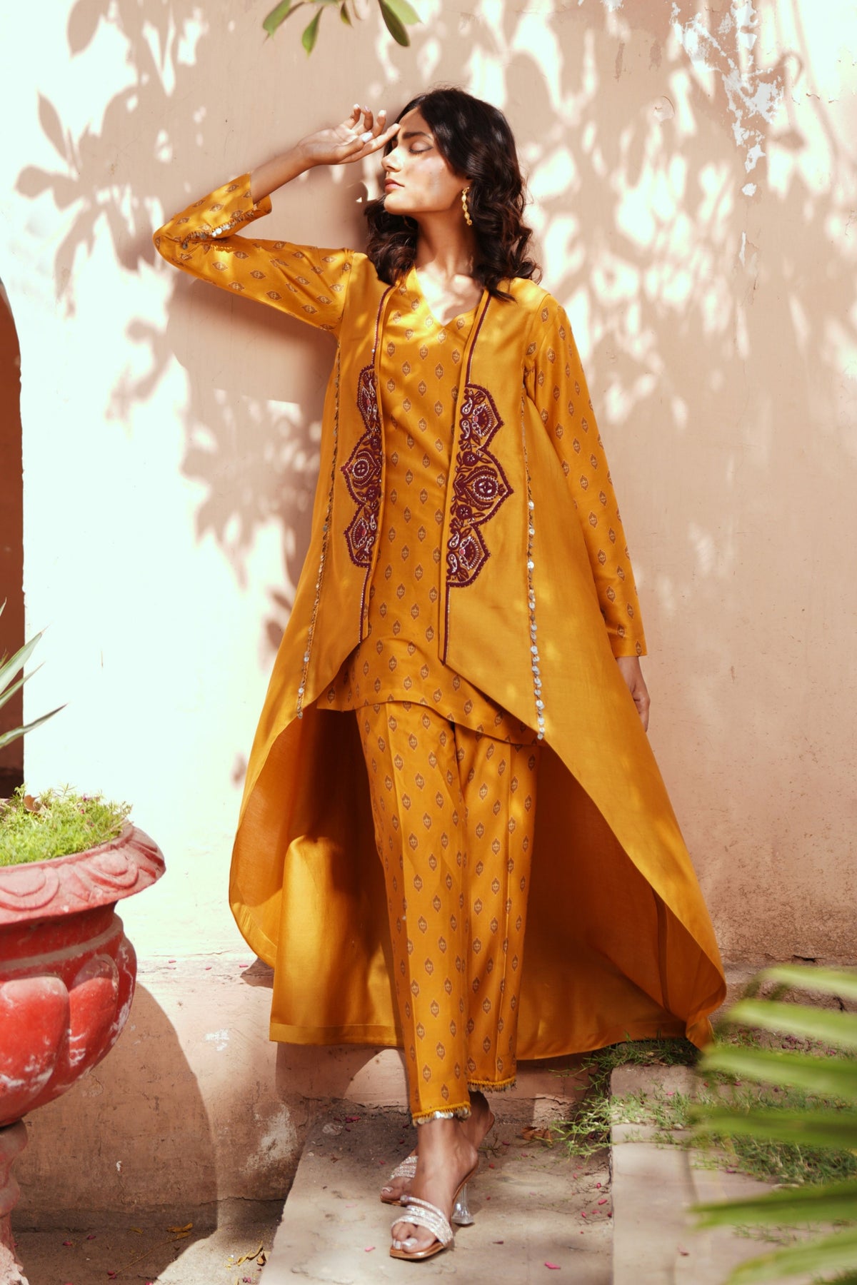 Golden Yellow Chanderi Kurta Set