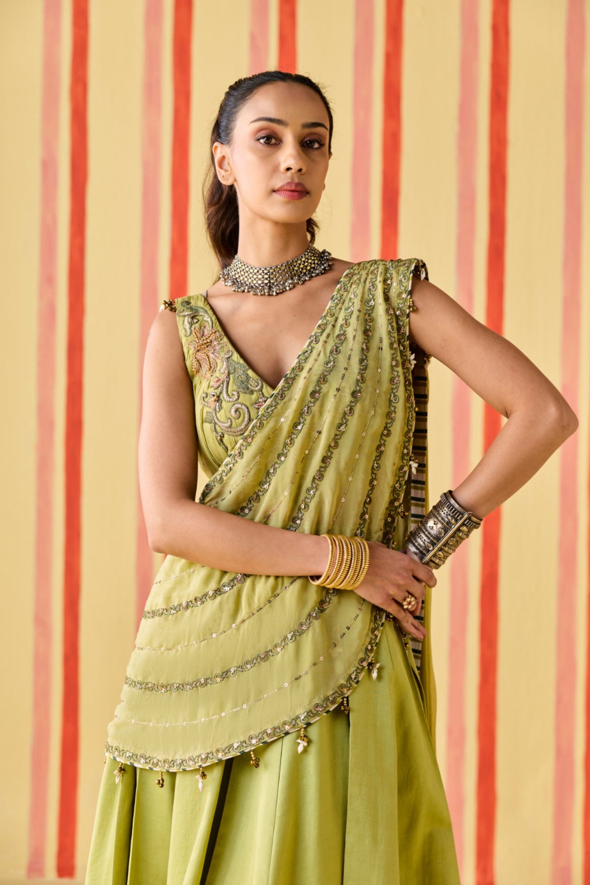Gayatri Green Lehenga Set