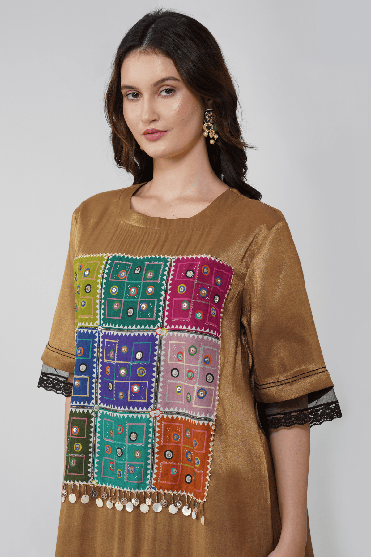 Mirrorwork Printed Top and Dhoti Set