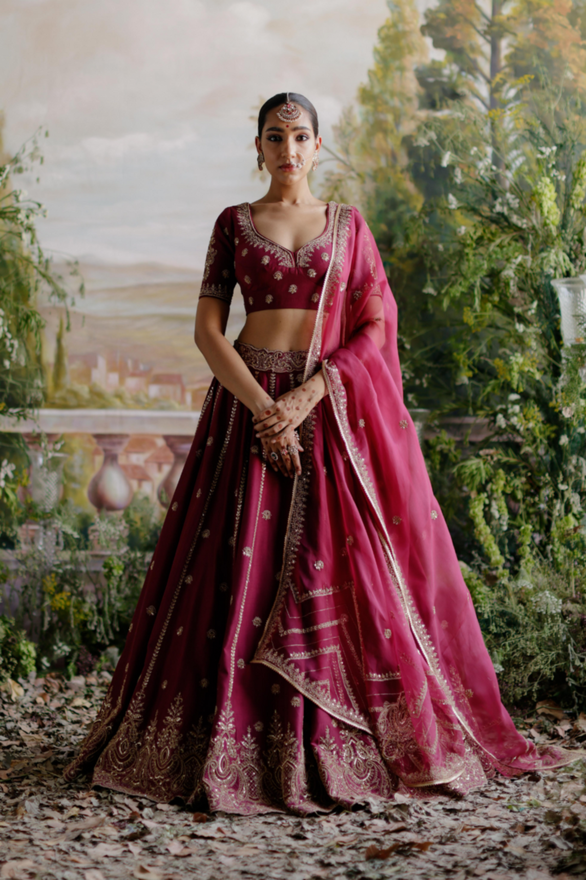 Burgundy Lehenga Set