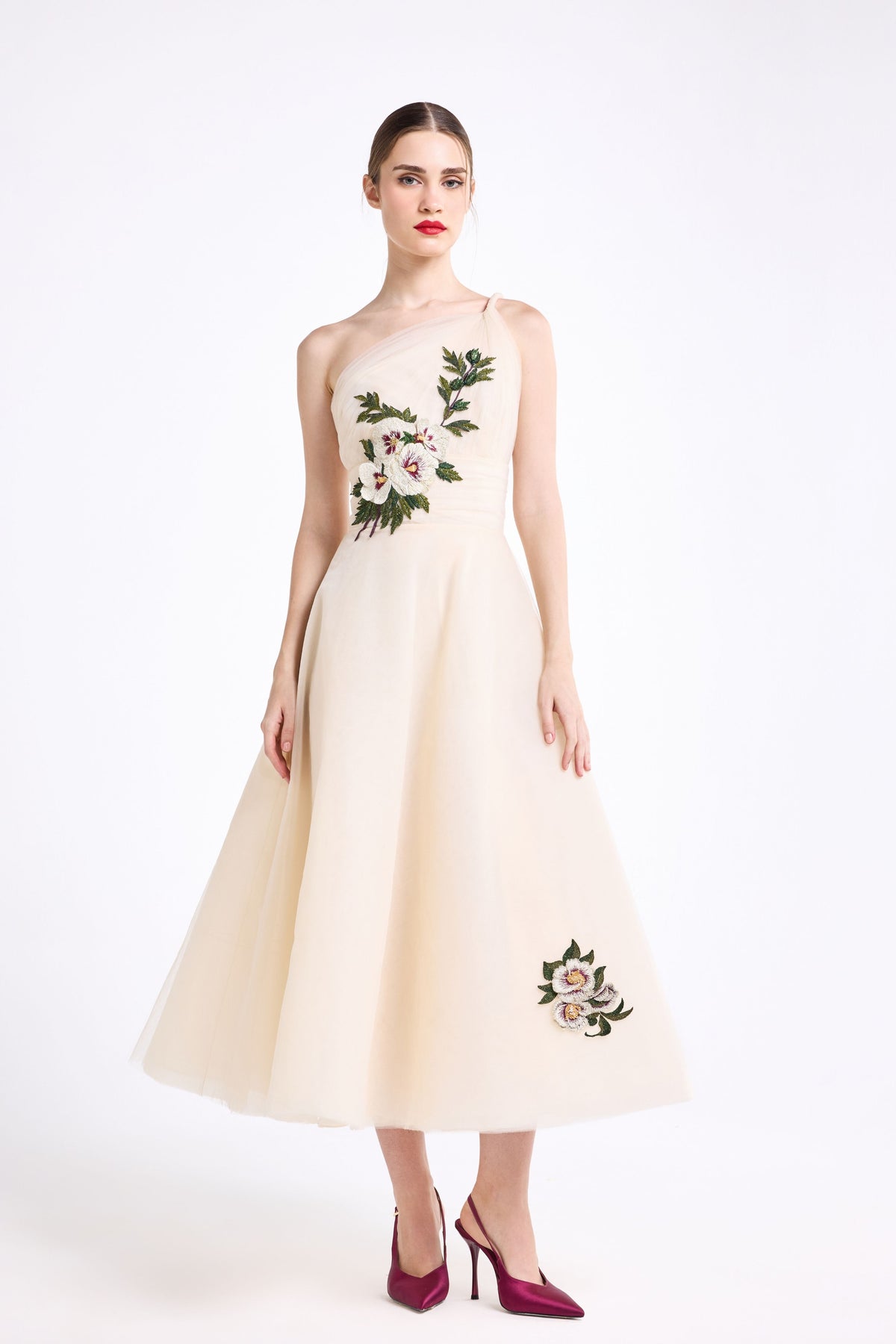 Twisted Strap Draped Midi