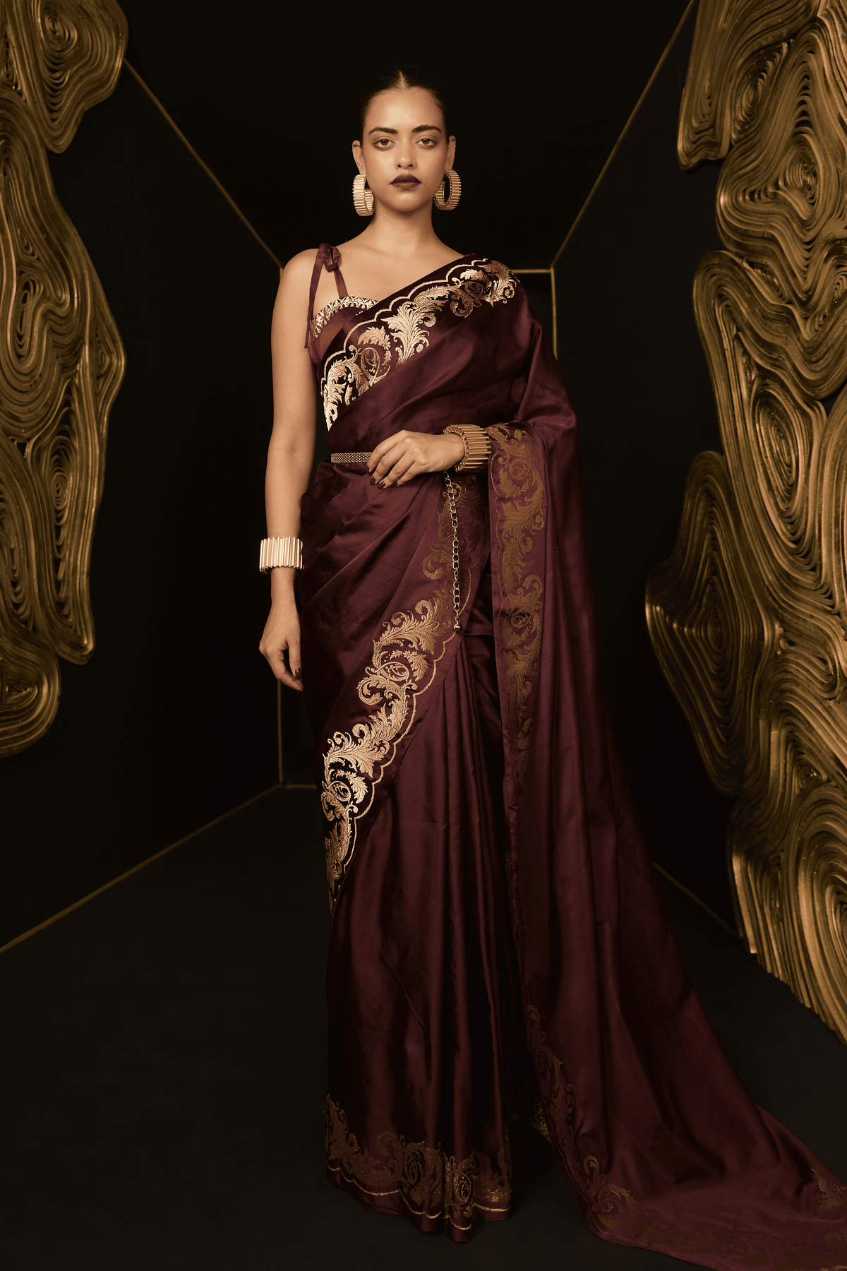 Only Yours Saree in Garnet