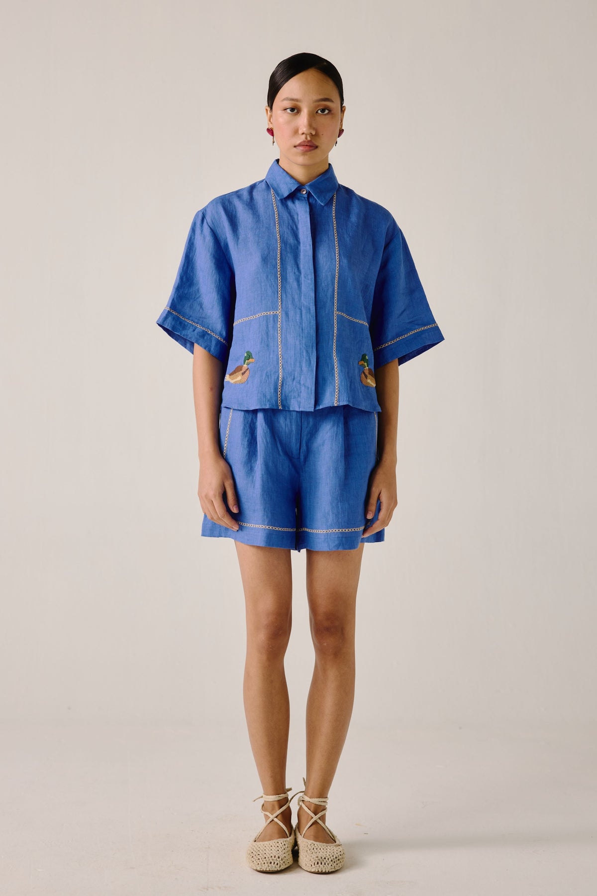 Electric Blue Duck Embroidery Leo Set