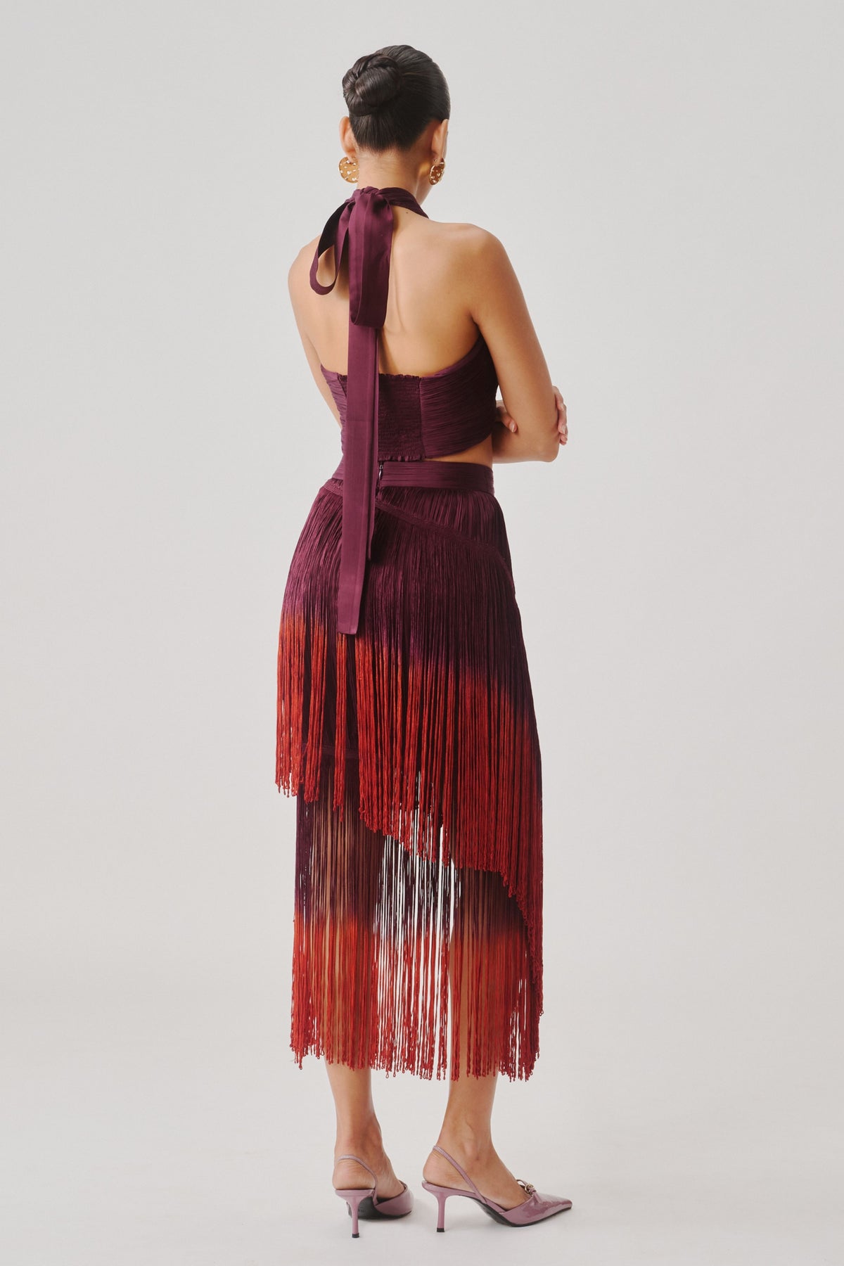 Hope Burgundy Halter Top With Elastic Back