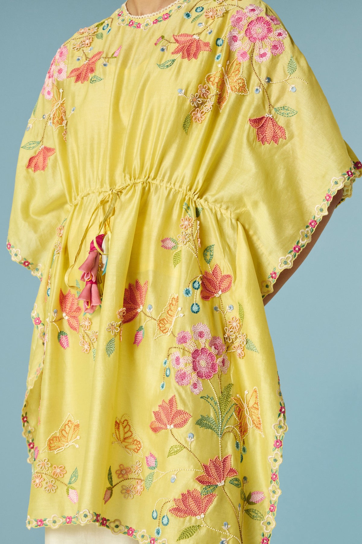 Butter Yellow Embroidered Kaftan