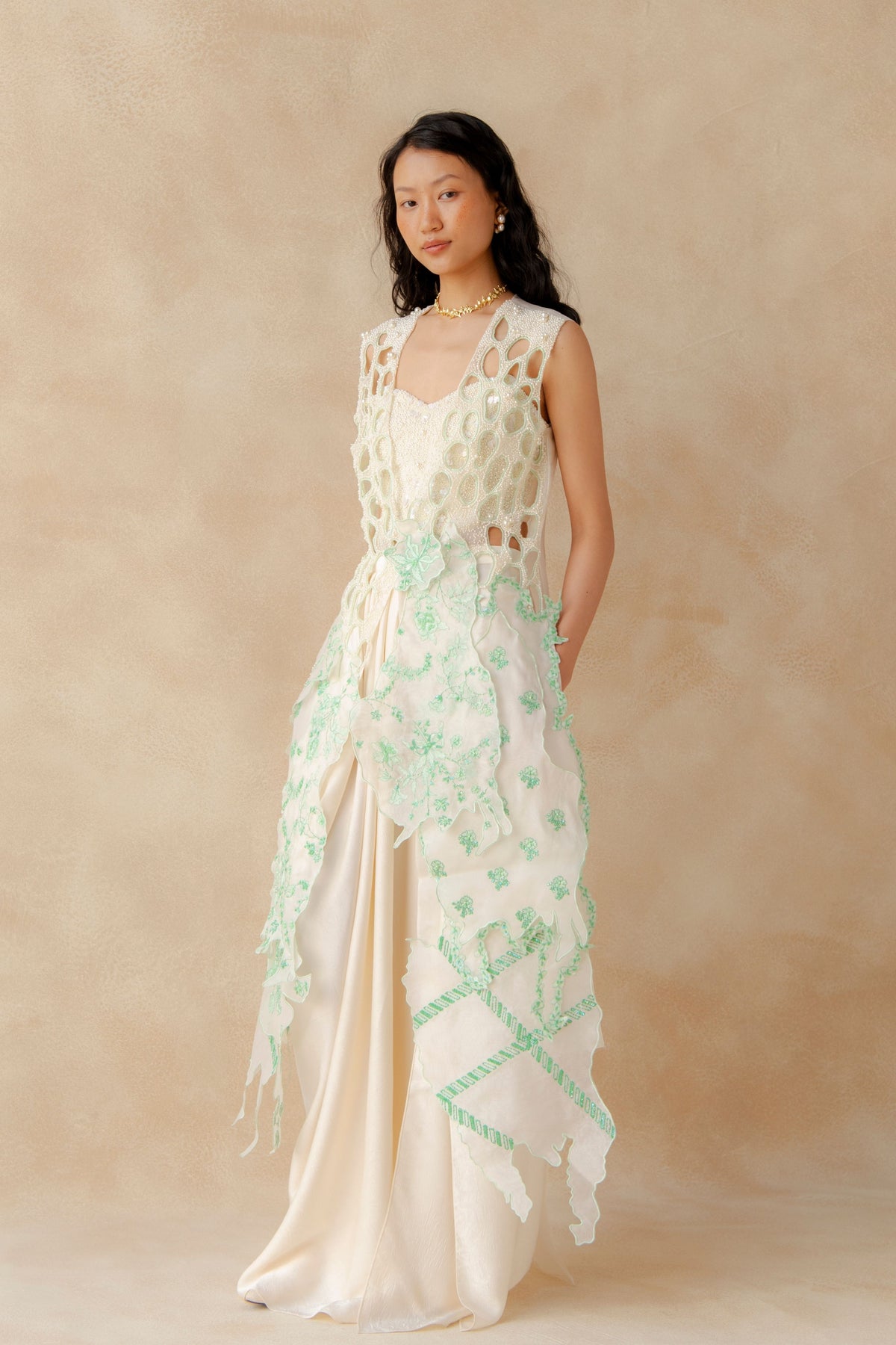 Cutwork Embroidered Overlay With Skirt