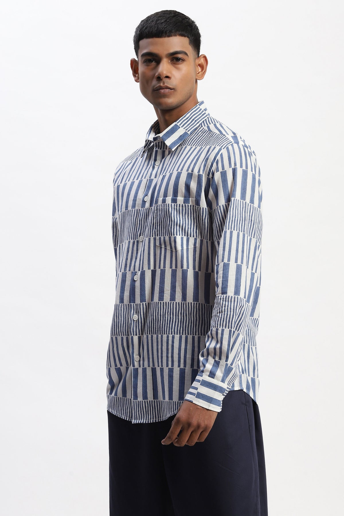 Hand Block Printed Stripes Shirt