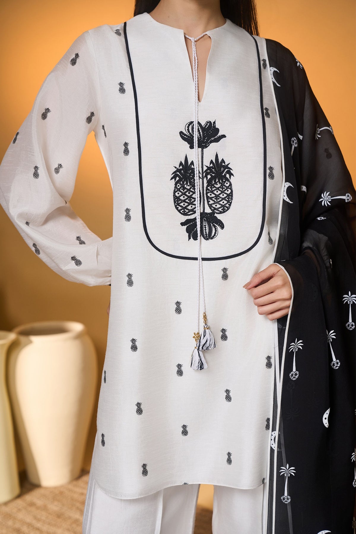 Ivory Pine-code Kurta Set