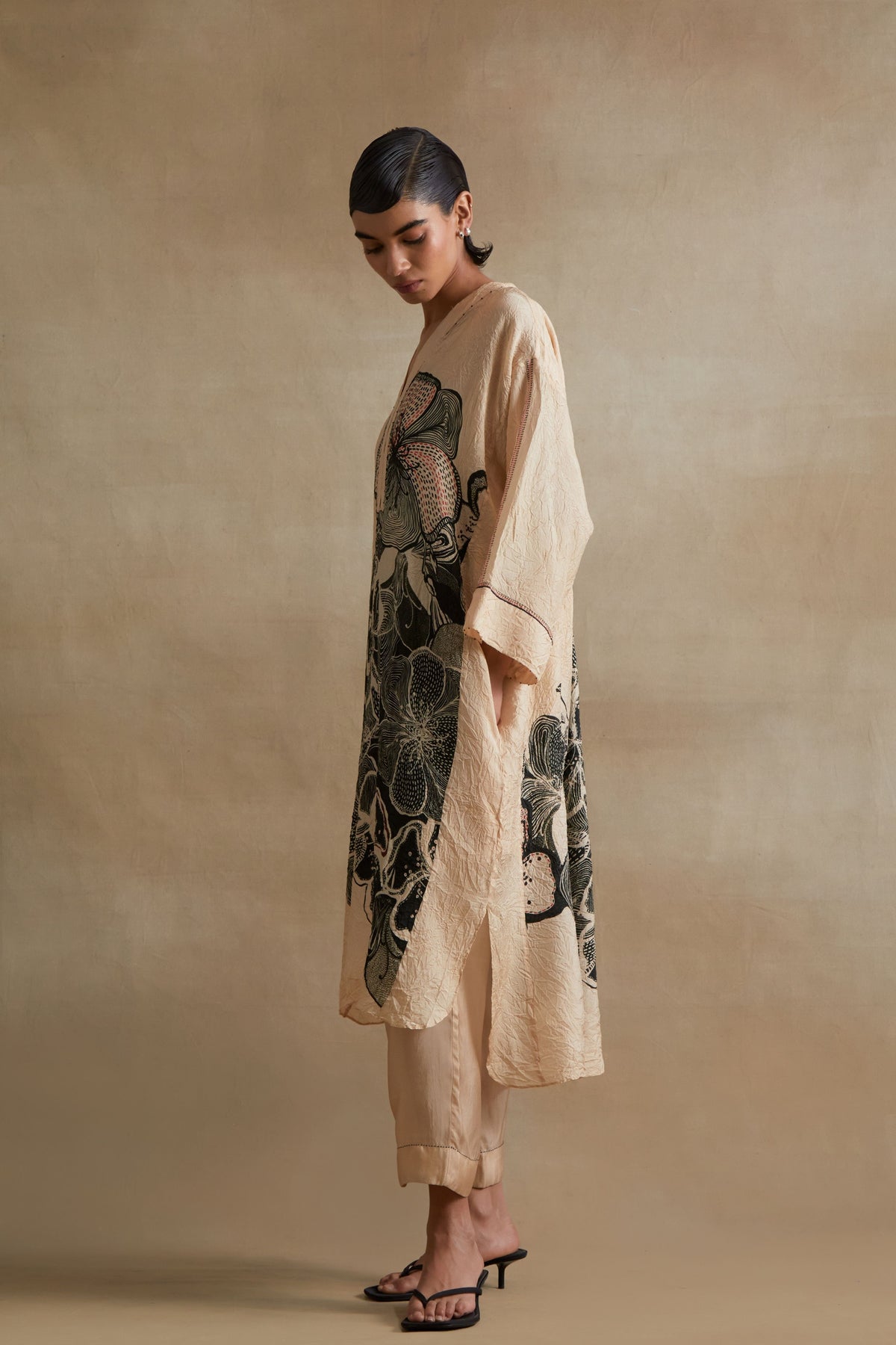 Clay Embroidered Floral Kurta Set