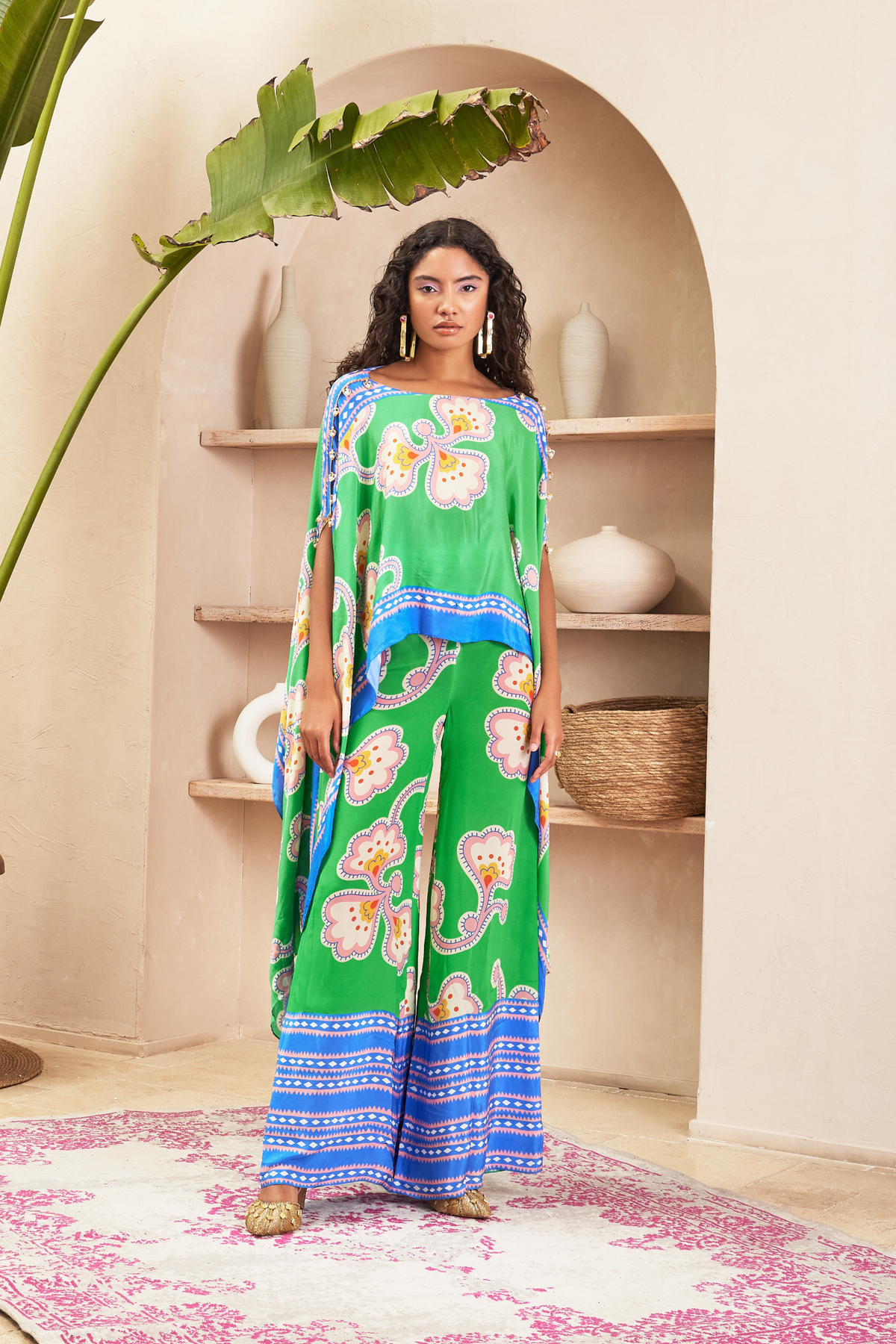 Aster Green Kaftan Top Set