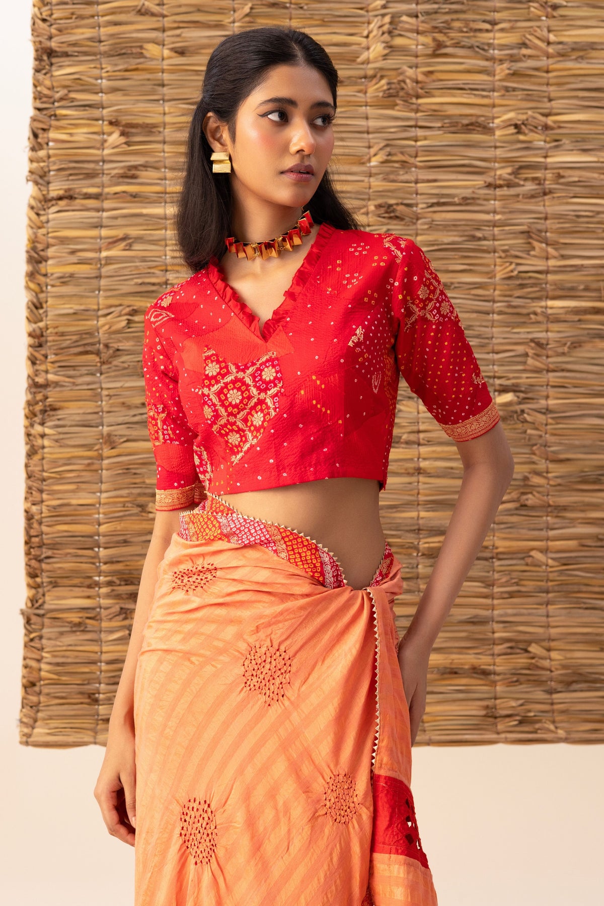 Polka Bandhani Saree set