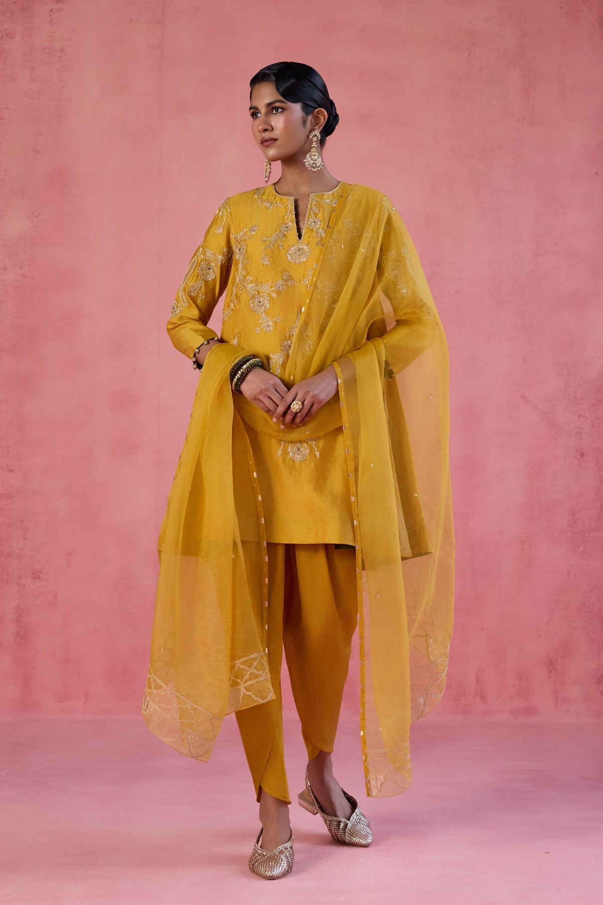 Nargis Mustard Dhoti Set