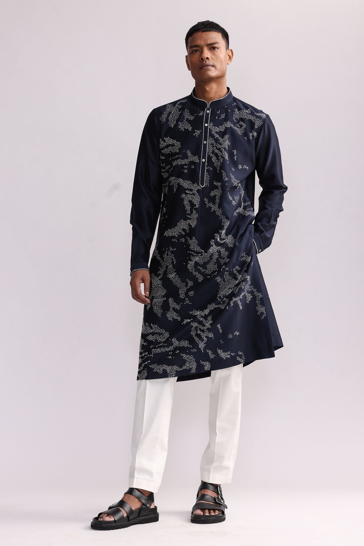 Shadow Embroidered Navy Kurta Set