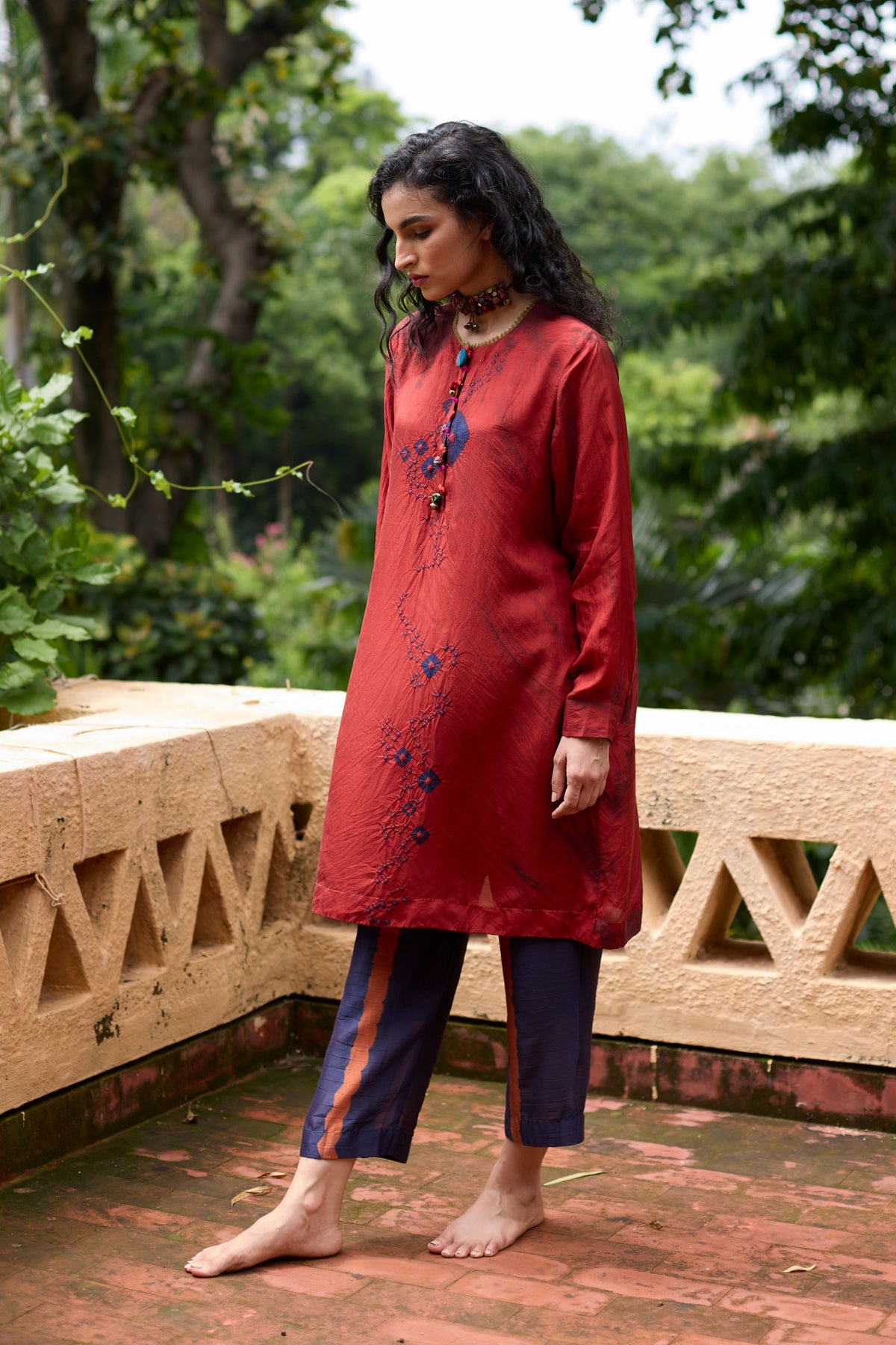 Orange Tie-dye Tunic Set