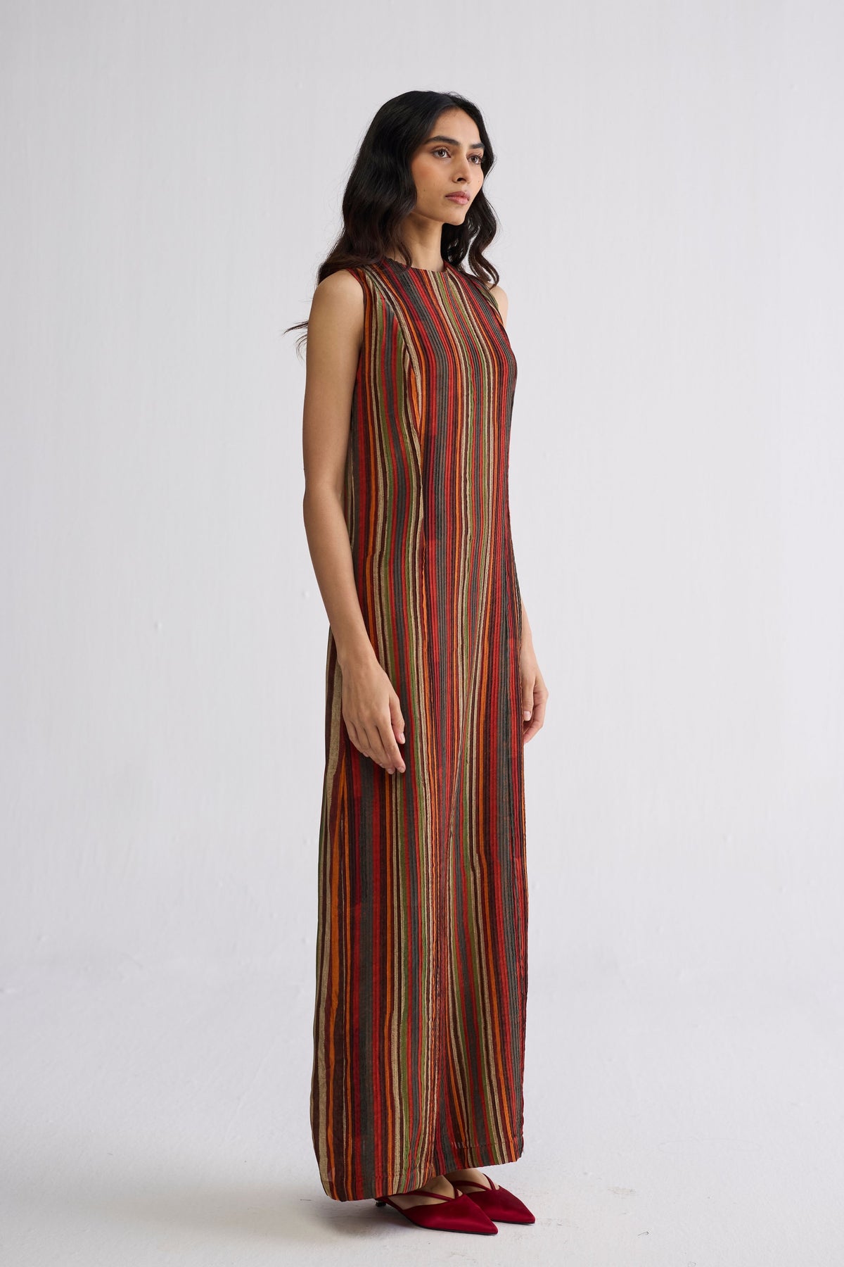 Jilian Crepe Pintucks Dress