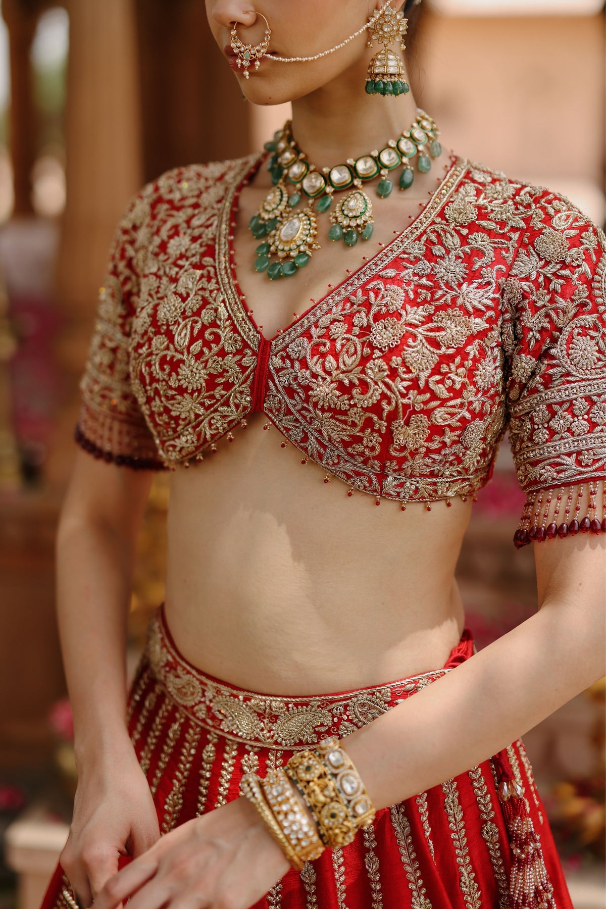 Roha Deep Red Lehenga Set