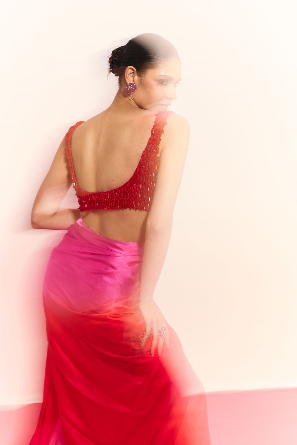 Rosé Ember Draped Saree Set