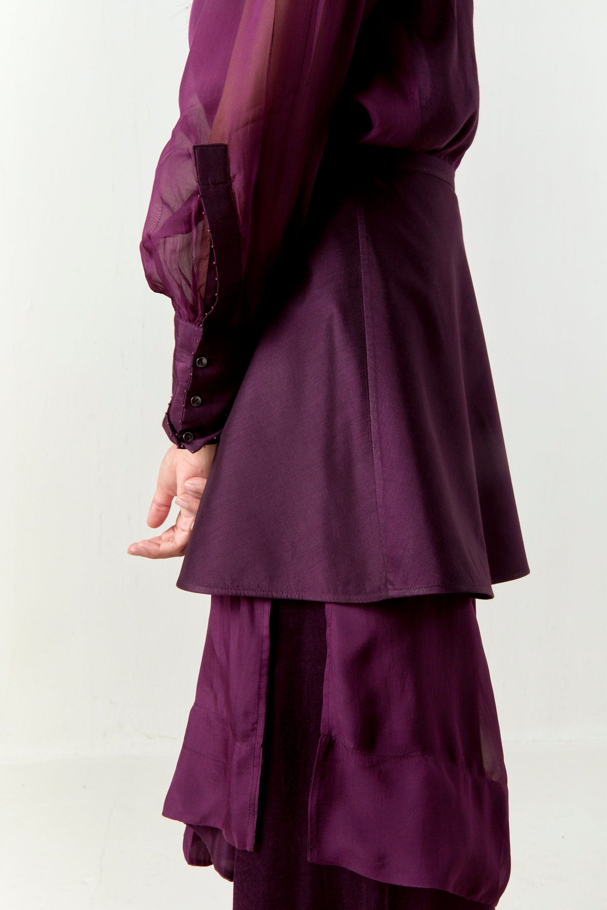 Beaded Collar Sheer Shirt Set
