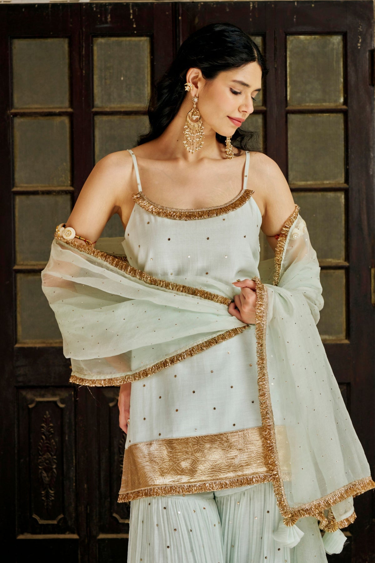 Seafoam Spaghetti Sharara Set