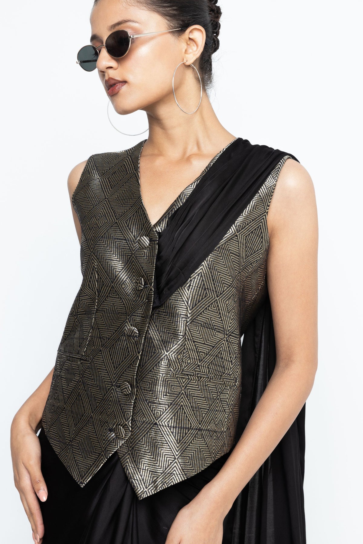 Kiara Statement Black Waistcoat Set