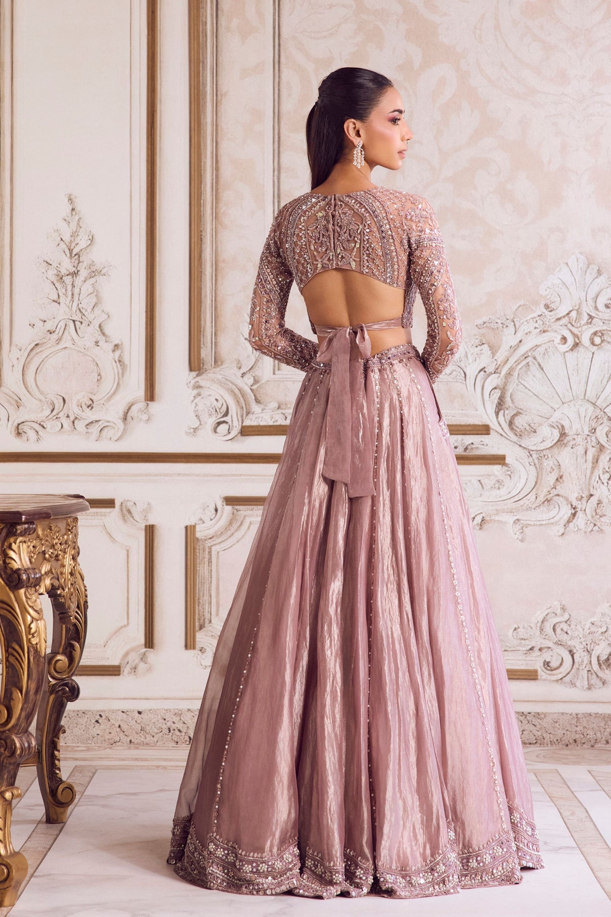 Champagne Tissue Lehenga