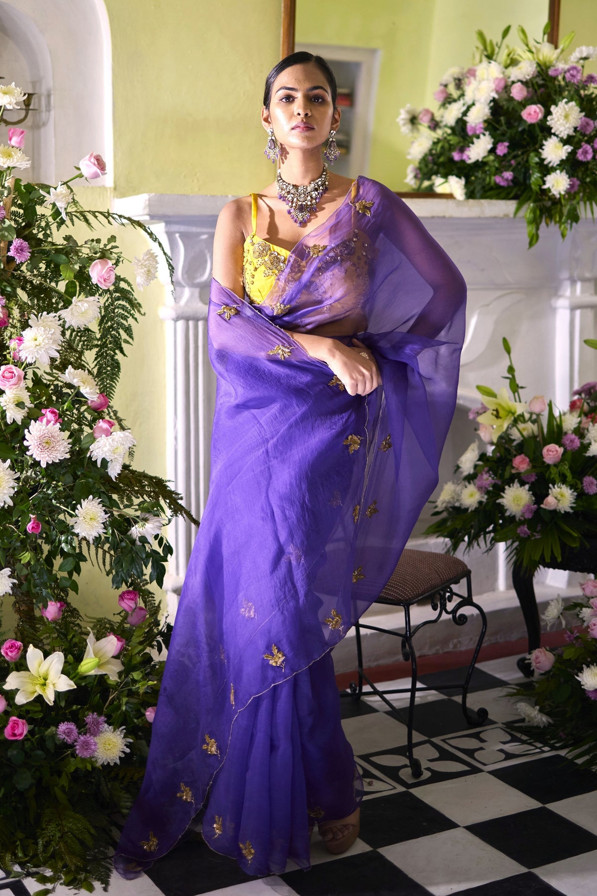 Rosein Purple Saree Set