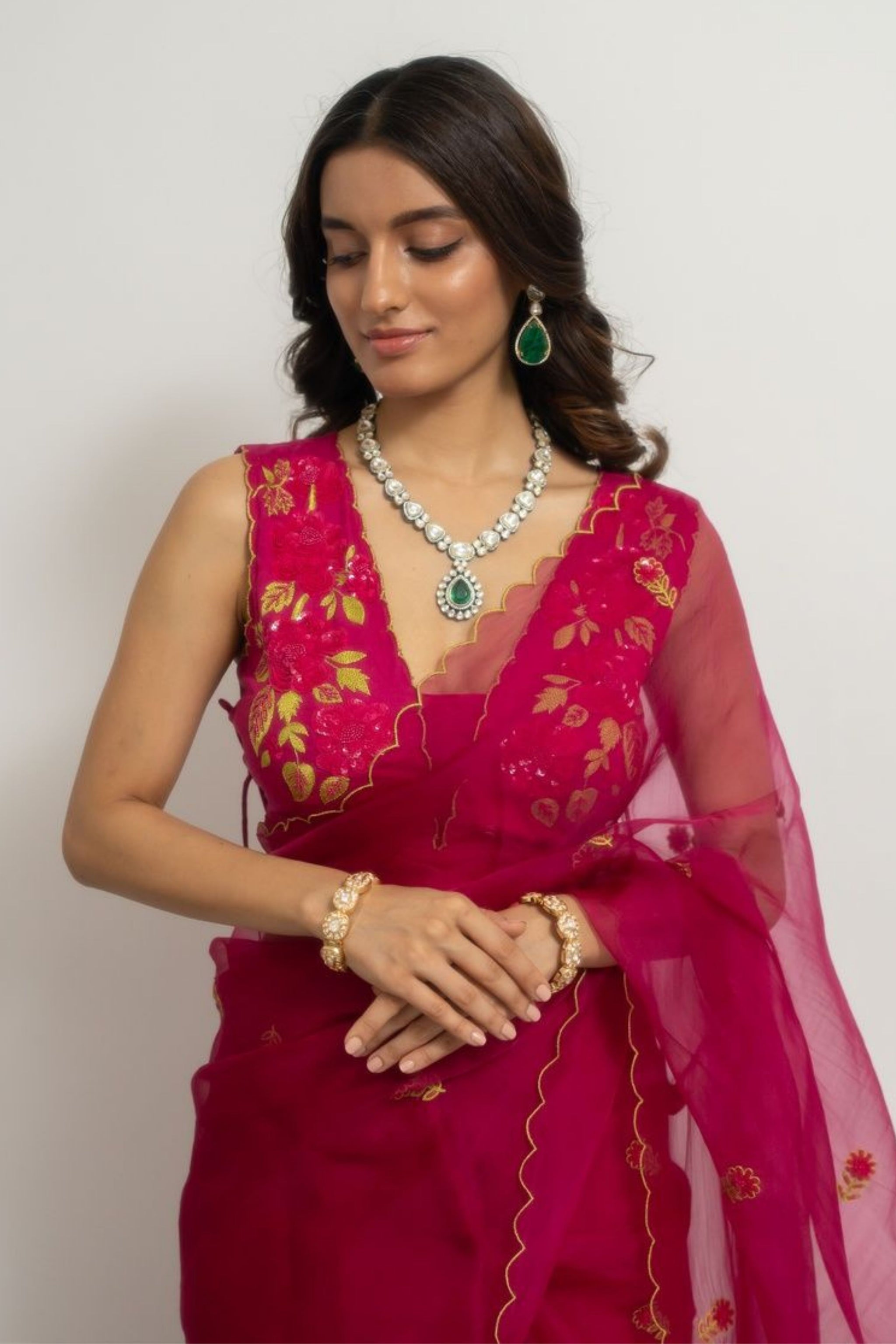 Roopa Rani Peeli Dori - Roopa Rani Iris Saree Set - Elahe