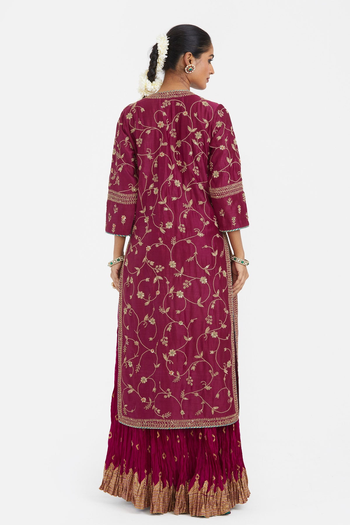 Chanderi Red Lehenga Set