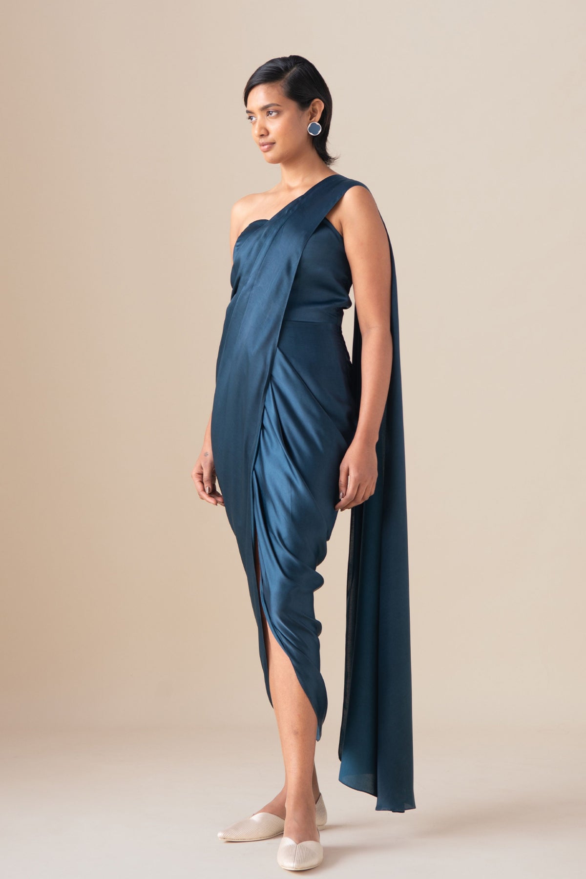 Midnight Blue Sidra Draped Saree Set