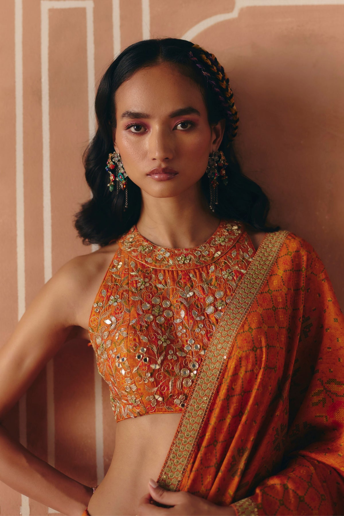 Burnt Orange Saree Set