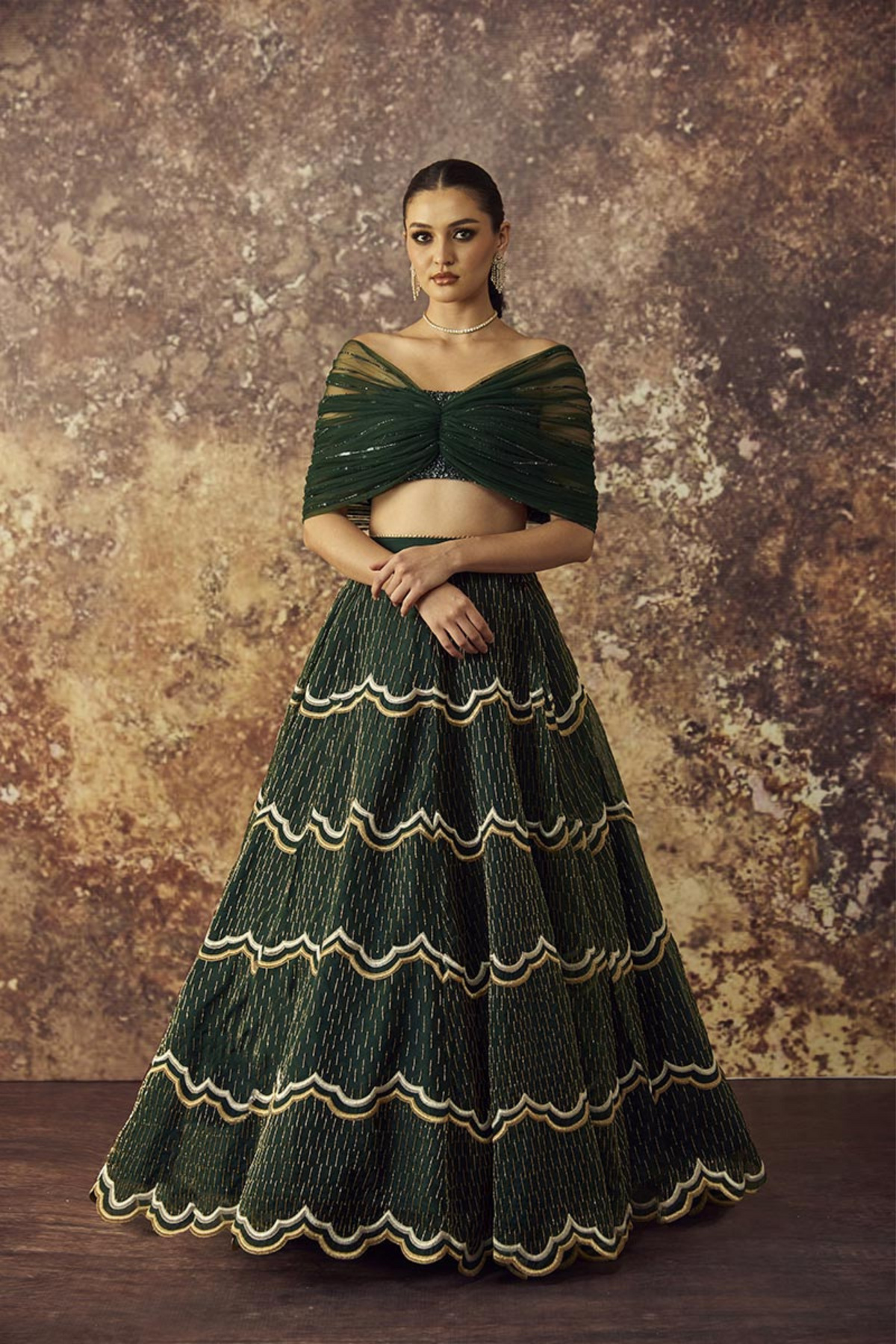 Green Organza Lehenga Set