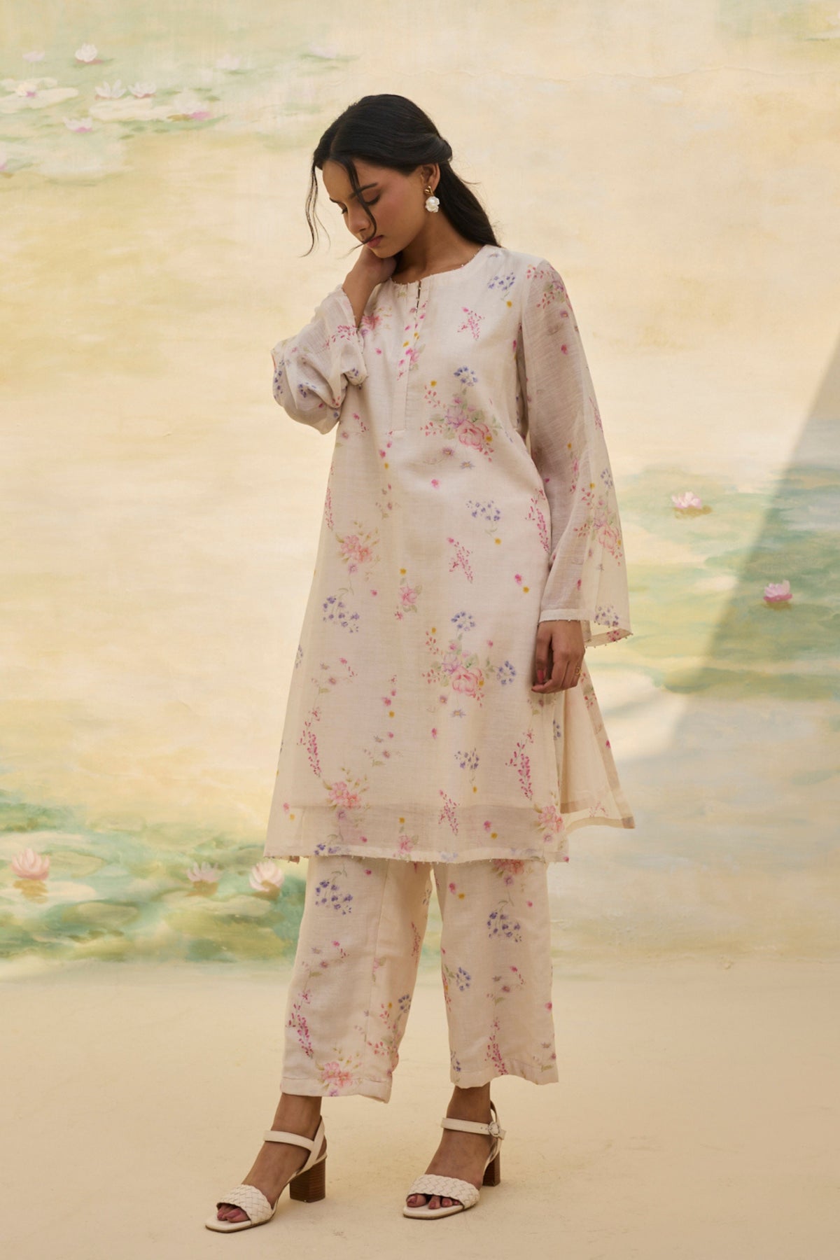 Ivory Floral Tunic Set