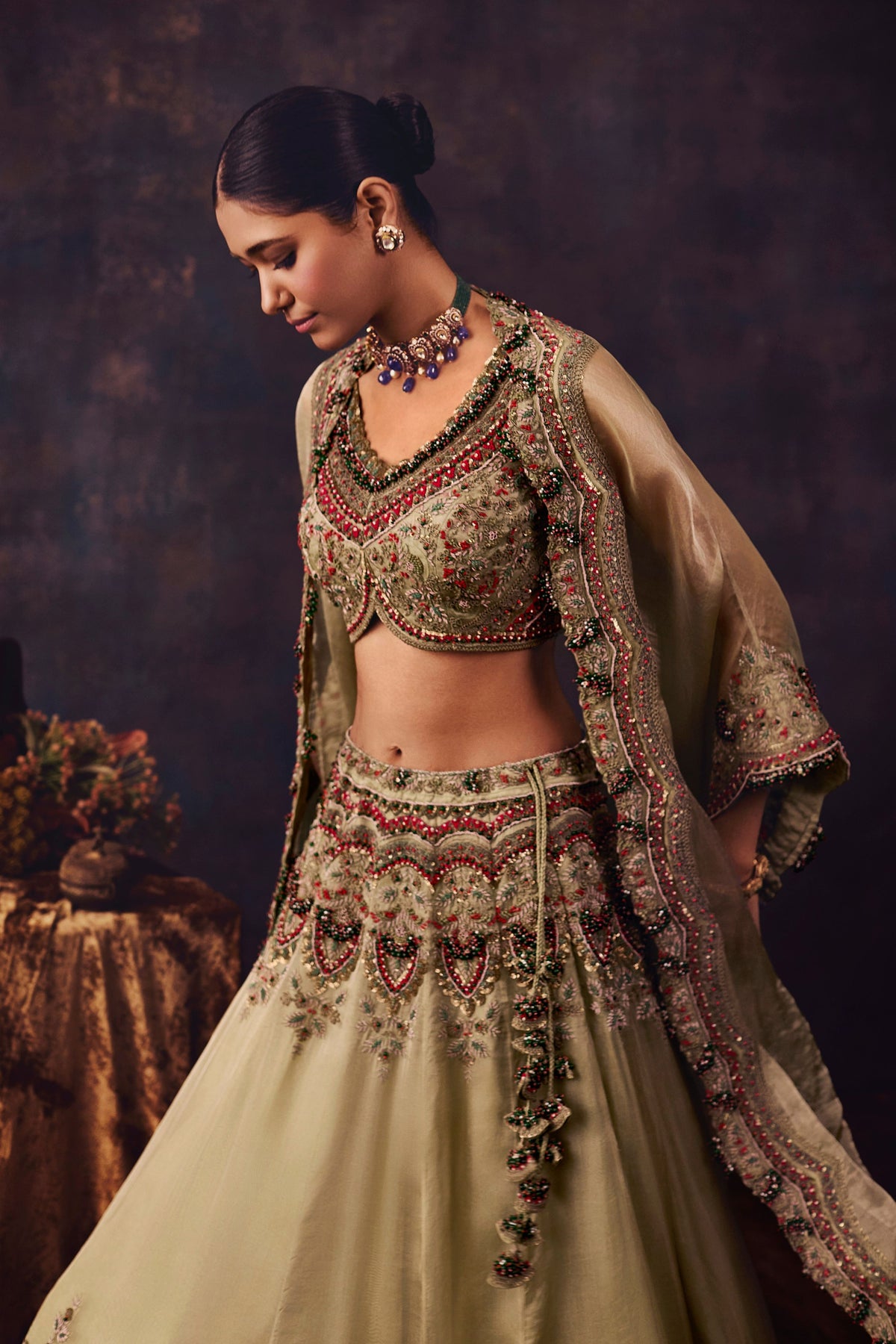 Dori Thread Tissue Lehenga