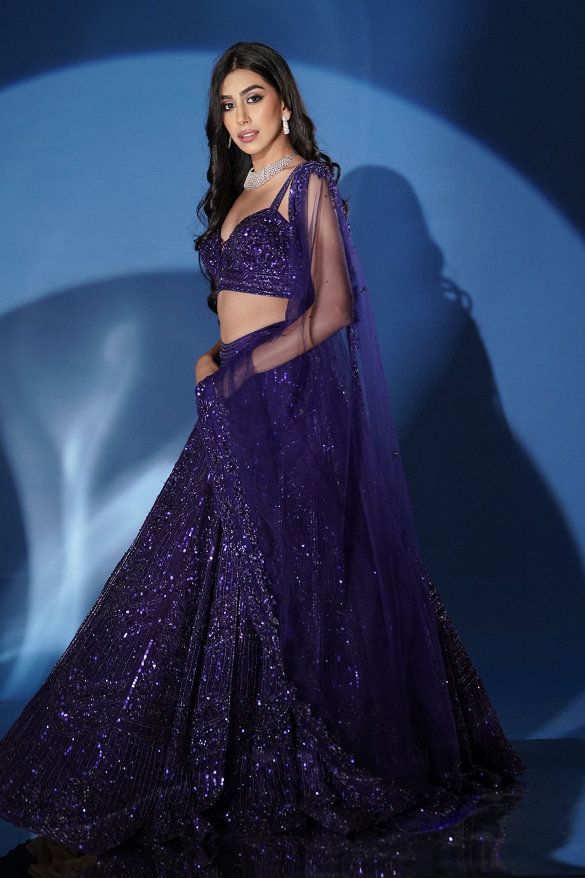 Shimmering Electric Blue Lehenga Set