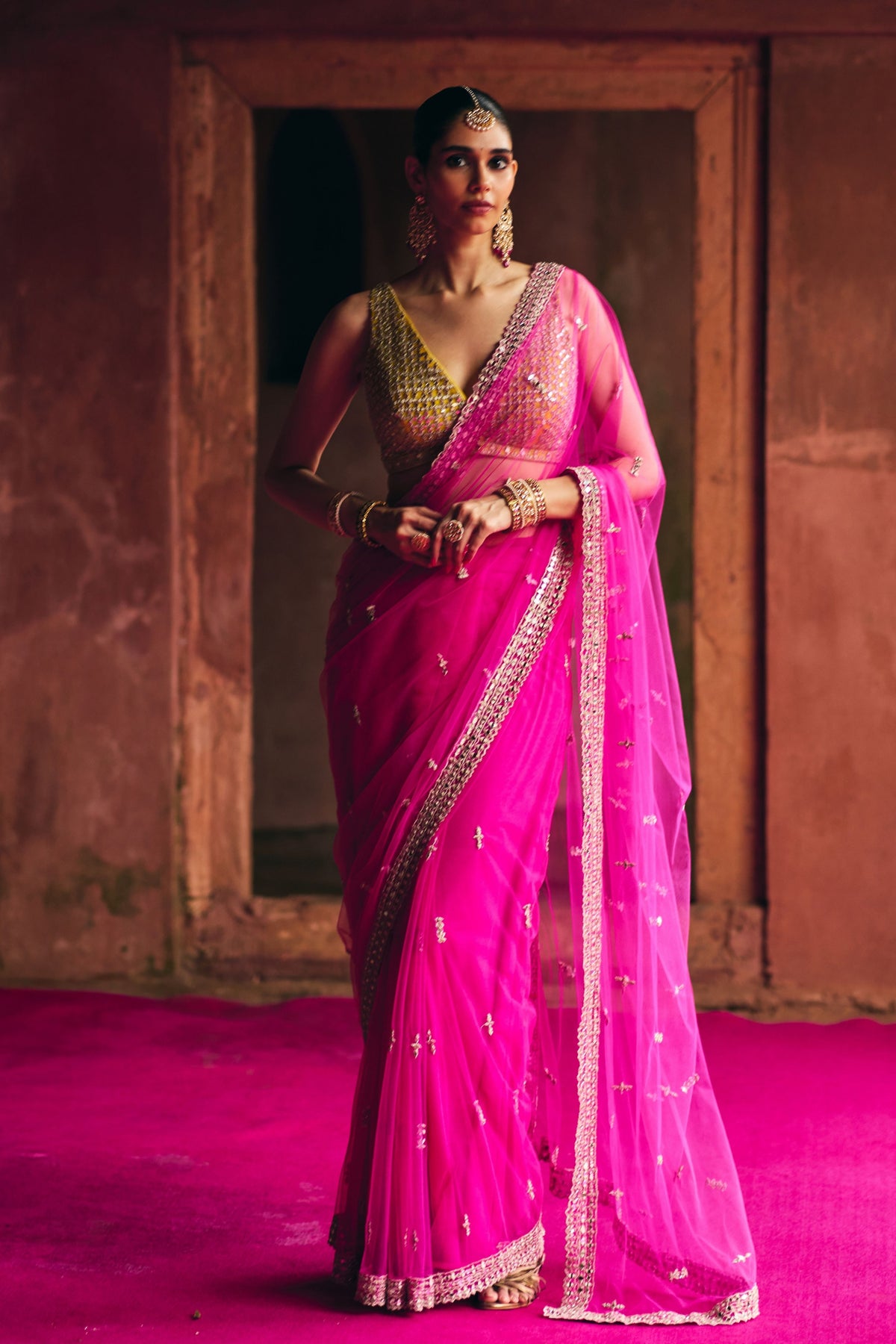 Rani Net Saree Set