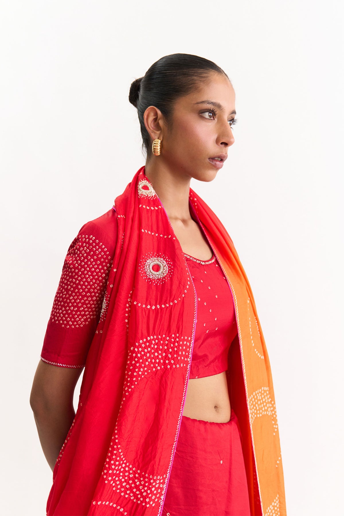 Luna Red Orange Saree