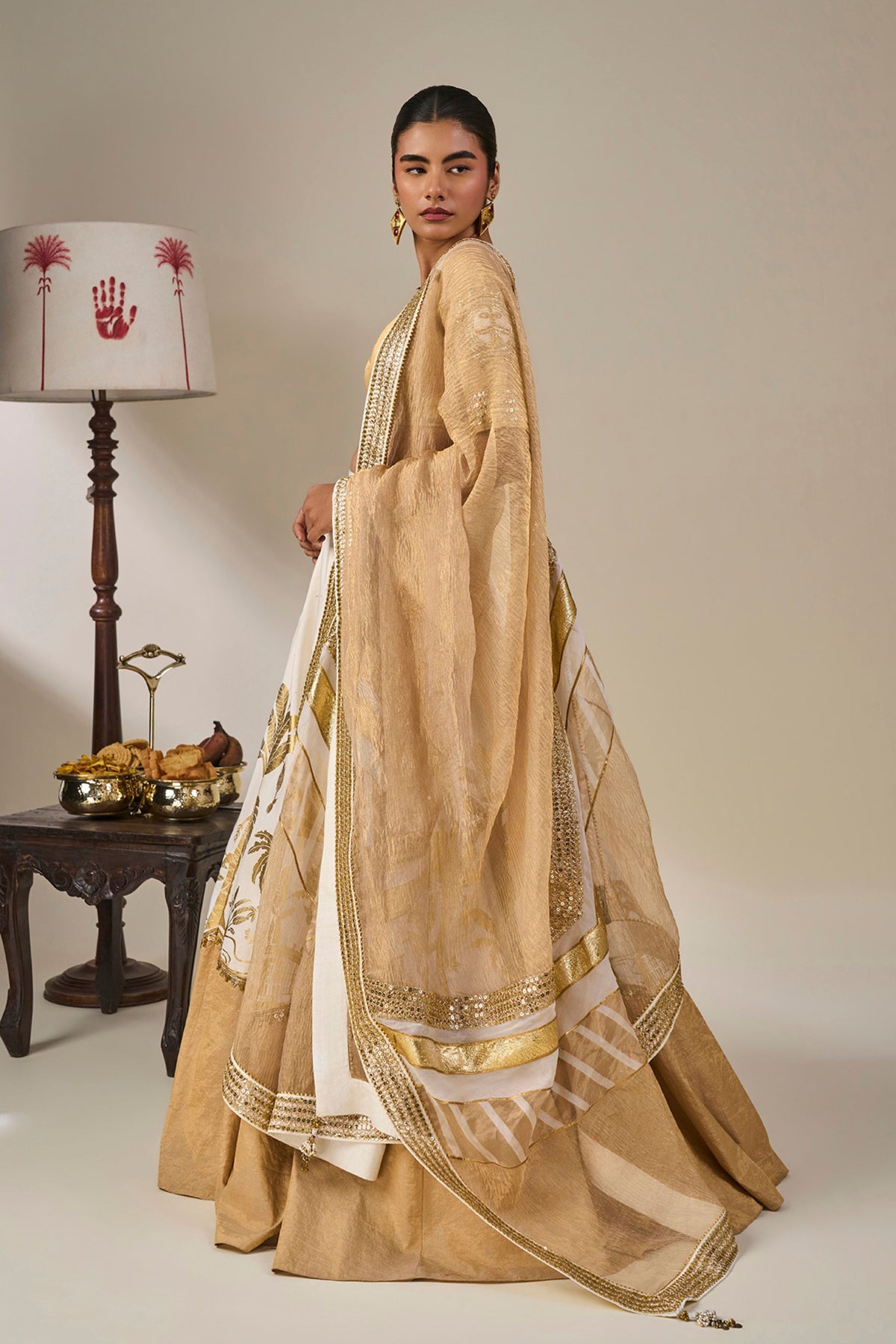 Ivory Backwater Postcard Lehenga Set