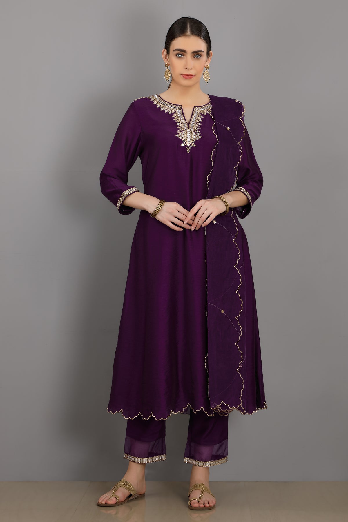 Talha round neck kurta set