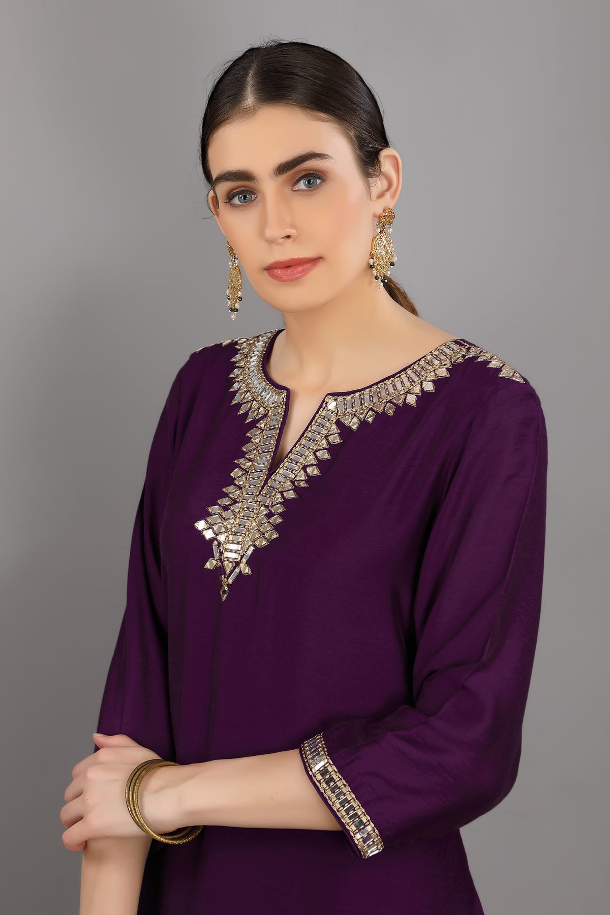 Talha round neck kurta set