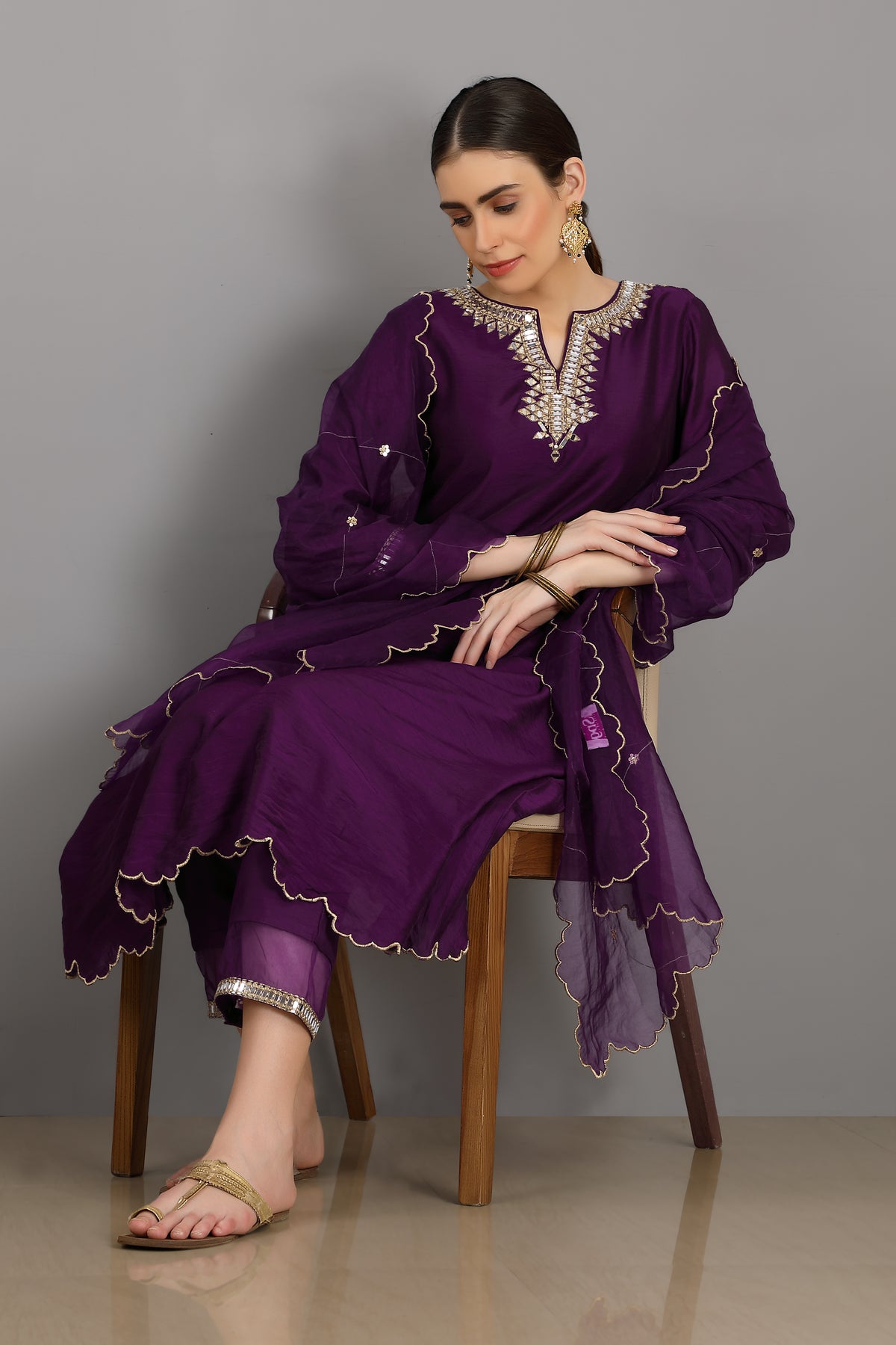 Talha round neck kurta set